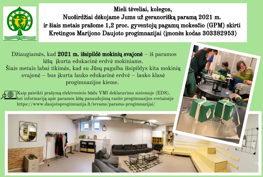 Jūsų parama progimnazijai