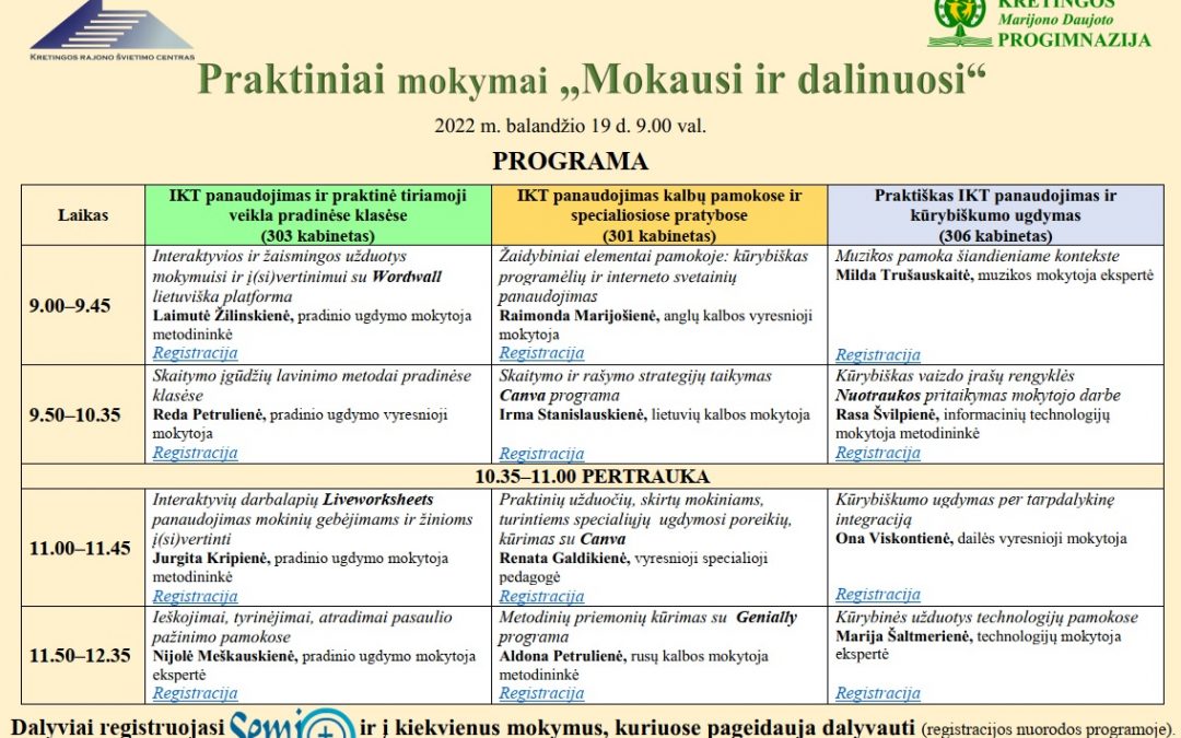 Registracija į praktinius mokymus „Mokausi ir dalinuosi“