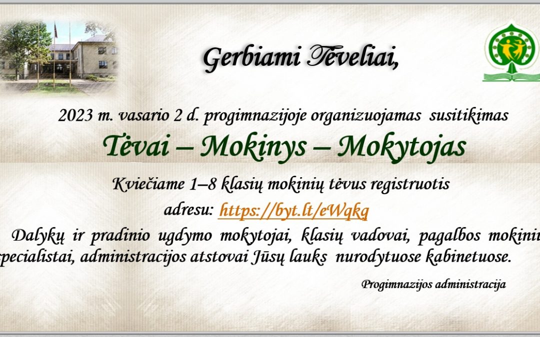Susitikimas Tėvai – Mokinys – Mokytojas