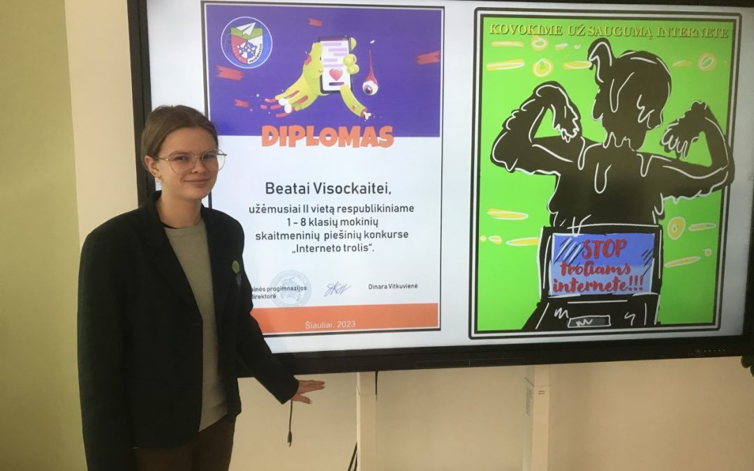Respublikiniame skaitmeninių piešinių konkurse „Interneto trolis“ II vieta