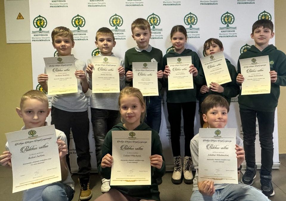 2-4 klasių mokyklinės matematikos olimpiados laimėtojai