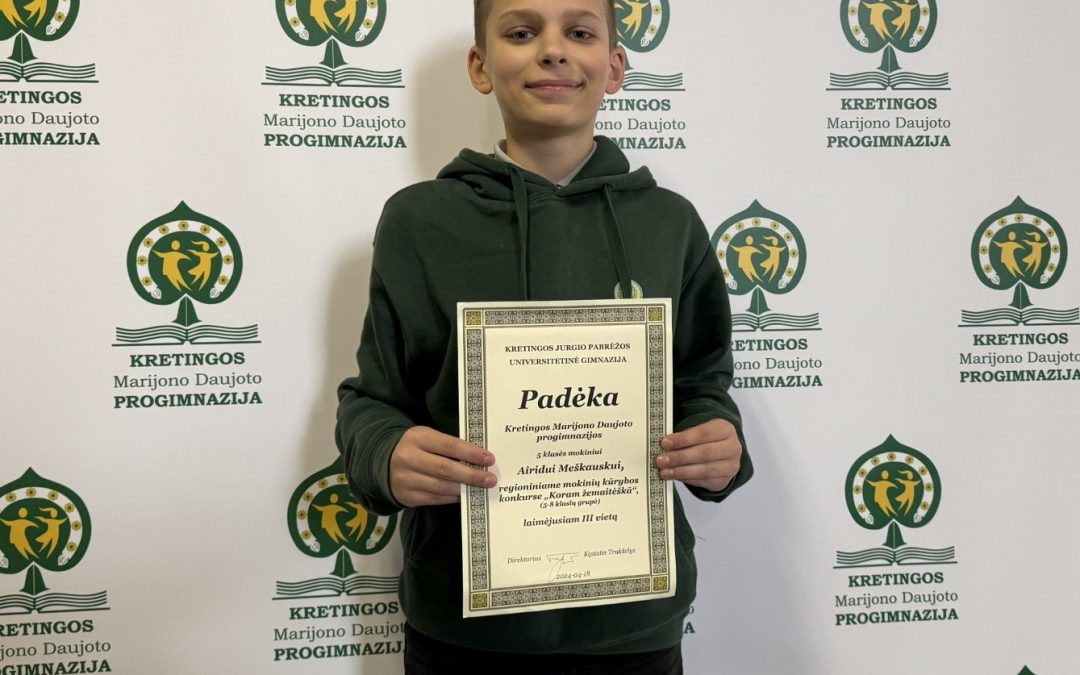 Rajoniniame konkurse „Koram žemaitėška“ 5–8 klasių mokinių tarpe užėmė III vietą!