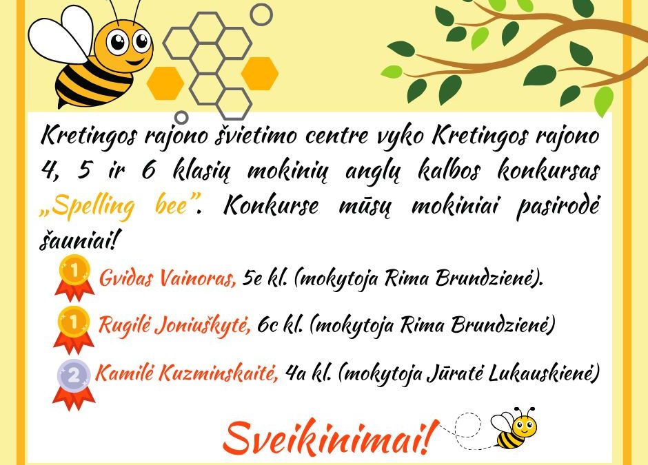 Dalyvavo anglų kalbos konkursas „Spelling bee”
