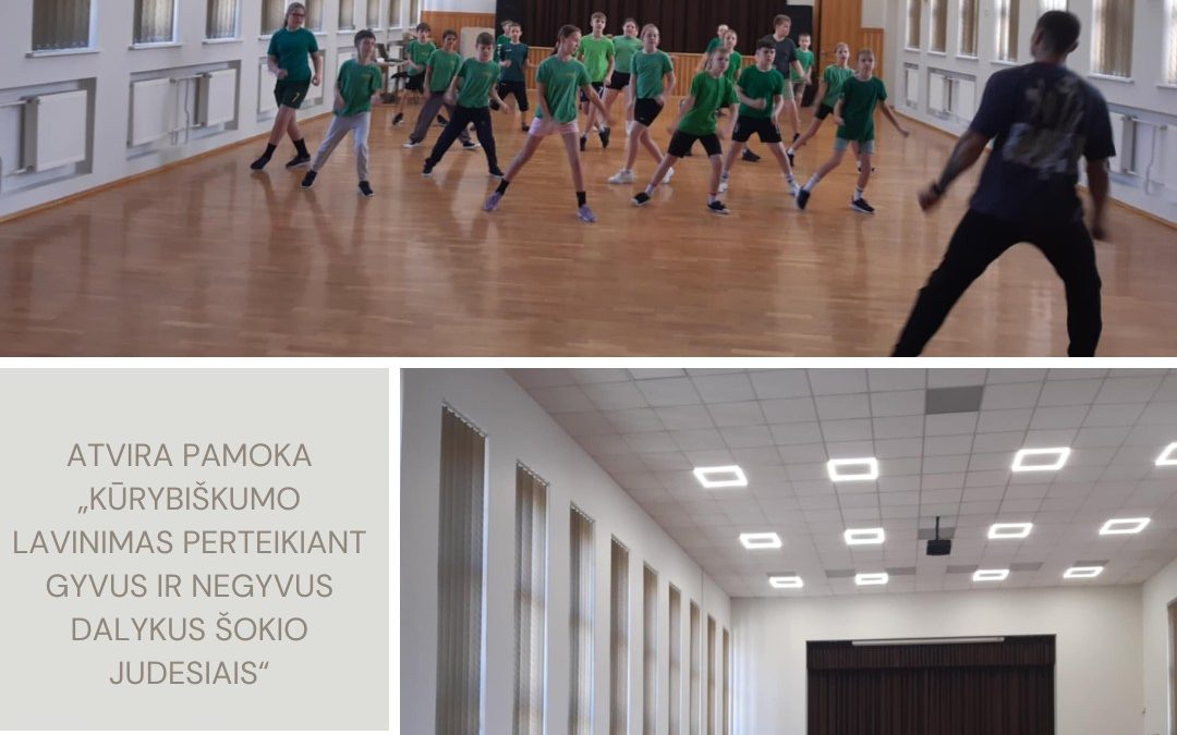 Vyko atvira šokio pamoka tema „Kūrybiškumo lavinimas perteikiant gyvus ir negyvus dalykus šokio judesiais“