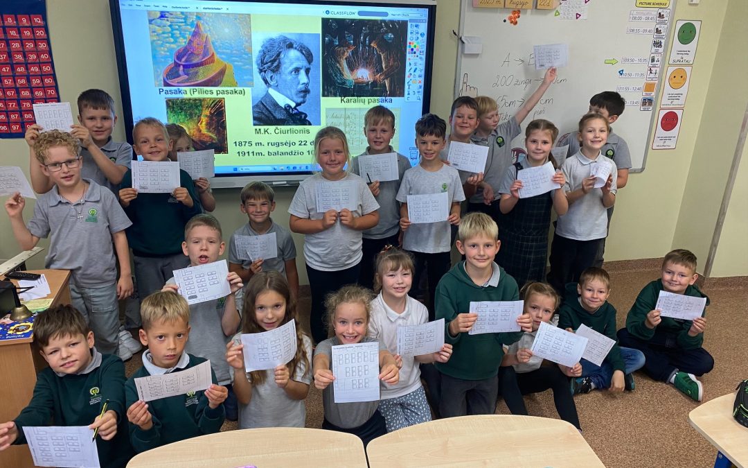 1c klasės mokiniai paminėjo M. K. Čiurlionio gimimo dieną